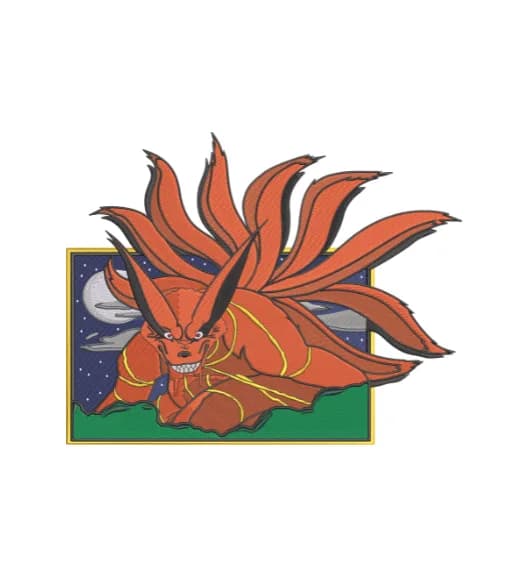 Orange multi-tailed fox artwork