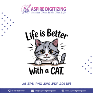 Life Is Better With a Cat – Charming Cat Quote Vector for Pet Lovers