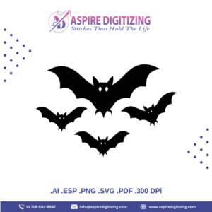 Black Bats Vector Design – Spooky Halloween Clipart for Crafts & Prints