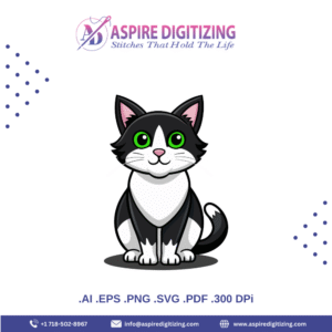 Tuxedo Cat Vector – Elegant Black & White Cartoon Cat Clipart