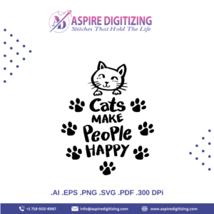 Cats Make People Happy – Cute Cat Quote Vector for Pet Lovers