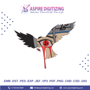 Anime Eye Embroidery Design – Intense Shonen-Style Gaze for Jackets, Patches & Streetwear