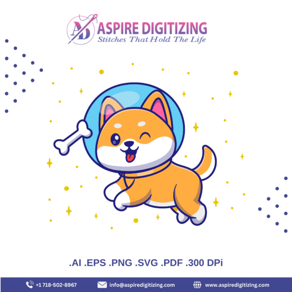 Astronaut Shiba Inu Vector – Cute Space Dog Floating with Bone