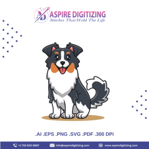 Australian Shepherd Vector – Energetic & Intelligent Dog Clipart for Creative Use
