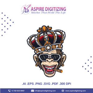 Cool Monkey King Vector – Crown, Shades & Cigar Style