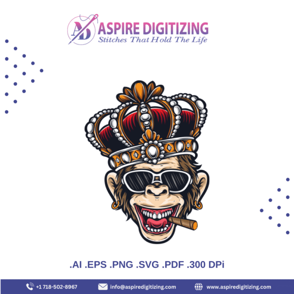 Cool Monkey King Vector – Crown, Shades & Cigar Style
