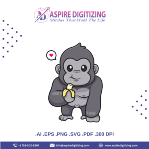 Cute Cartoon Gorilla Eating a Banana – Playful Jungle Vector