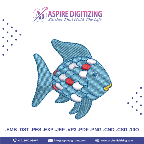Digitized Fish Design – Aquatic Elegance in Every Stitch