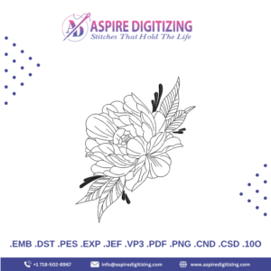 Minimalist Flower Logo – High-Quality Embroidery File for Custom Clothing