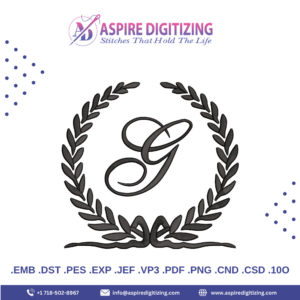 G Logo Embroidery Design – Minimalist & Bold Monogram Stitch for Custom Branding