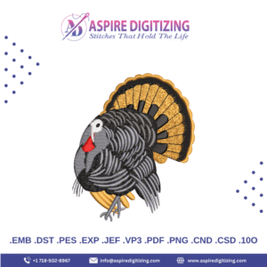 Realistic Guinea Fowl Embroidery – Wildlife Bird Design for Jackets & Decor