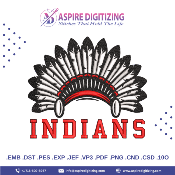 Indians Headdress Digitizing Design – Bold Cultural Statement for Precision Embroidery