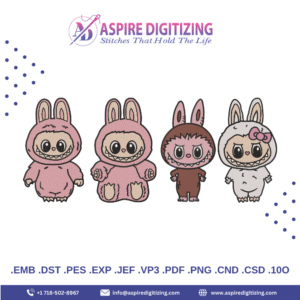 Labubu Dolls Embroidery Design – Mischievously Cute Character for Apparel, Patches & Gifts