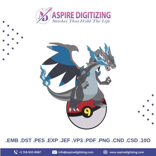 Mega Charizard X Design – Fierce Blue Flame Dragon for Power & Style