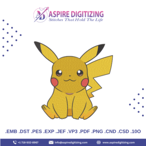 Pikachu Embroidery Design – Iconic Electric Pokemon for Apparel, Gifts & Accessories