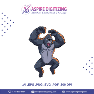 Roaring Gorilla Vector – Dominant Beast in Full Power Pose
