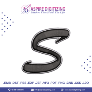 S Logo Puff Embroidery Design – Bold 3D Stitch for Caps, Streetwear & Branding