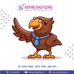 Smart Cartoon Eagle Vector – Cute Bird with Tie & Glasses
