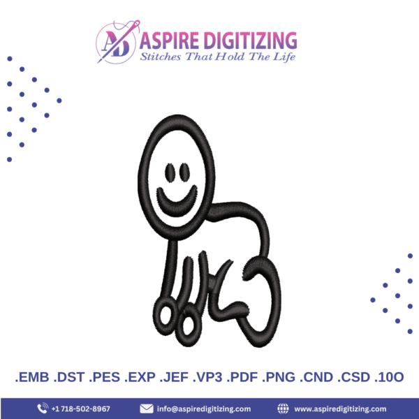 Smiling Stick Figure Boy – Fun & Simple Digitized Embroidery Design