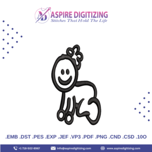 Smiling Stick Figure Girl – Cute & Minimal Digitized Embroidery Design