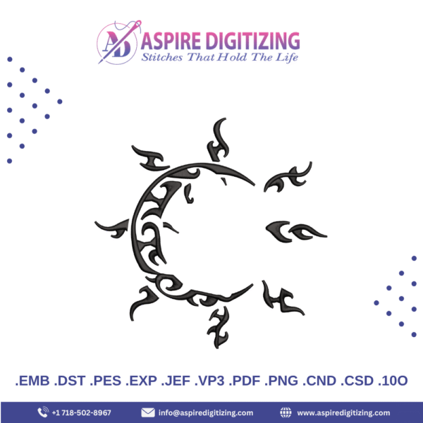 11 Digitized Embroidery Designs Bundle – Logos, Floral, Animal & Sun Theme Stitch Pack - Image 10
