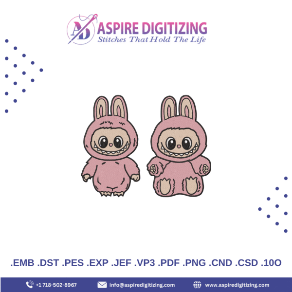 Labubu Dolls Embroidery Design – Mischievously Cute Character for Apparel, Patches & Gifts - Image 2