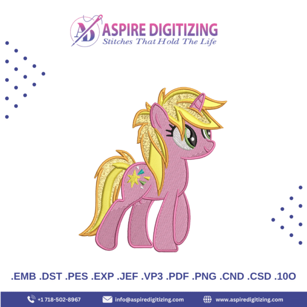 Unicorn Horse Embroidery Design – Magical & Elegant Stitch for Kidswear, Bags & Decor