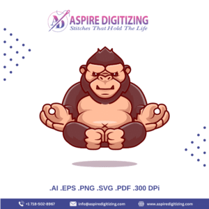 Zen Gorilla Vector – Cartoon Gorilla in Lotus Yoga Pose with Mudra