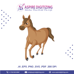 Cute Cartoon Brown Horse Vector Illustration