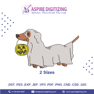 Halloween Dog Ghost Digitized Design – Cute Spooky Pet Embroidery