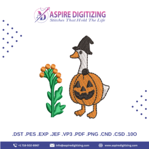 Halloween Goose with Embroidered Flower Digitized Embroidery Design – Fall Stitch