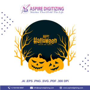 Happy Halloween Trick or Treat Vector with Carved Pumpkins