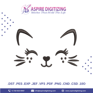 Pretty Kitty Face Digitized Embroidery Design – Cute Cat Pattern