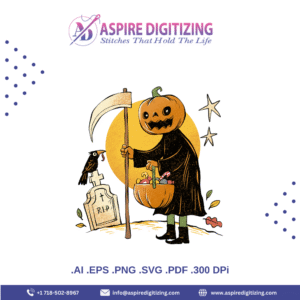 Pumpkin-Head Reaper Halloween Vector Illustration