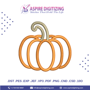 Pumpkin Outline Digitized Design – Clean & Simple Autumn Embroidery