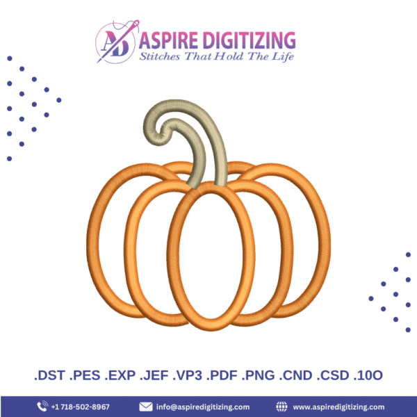 Pumpkin Outline Digitized Design – Clean & Simple Autumn Embroidery