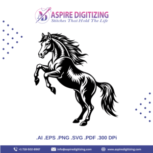 Rearing Horse Silhouette Vector – Dynamic Black Horse Illustration