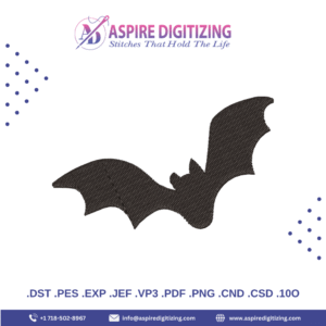 Simple Bat Digitized Design – Minimal Halloween Embroidery for Fast Stitching