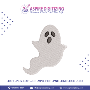 Simple Halloween Ghost Digitized Design – Clean & Fun Stitch for Spooky Projects