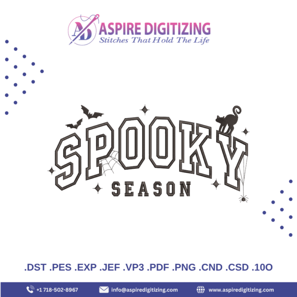 Spooky Season Digitized Design – Halloween Bat & Spider Web Embroidery for Fall Projects