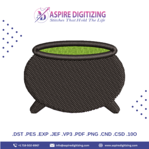 Witch's Cauldron Digitized Design – Simple & Spooky Brew for Halloween Embroidery